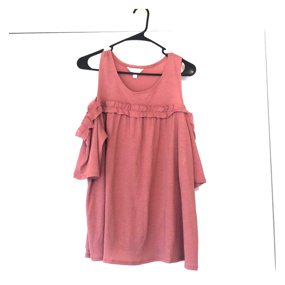 Ruffle Cold Shoulder Top